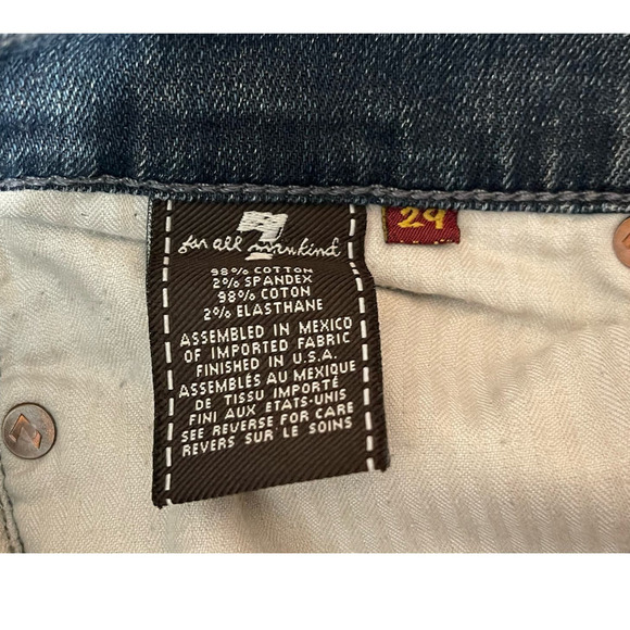 7 for All Mankind Womens Bootcut Jeans Rhinestone Embellished Waist Size 29 Blue - Picture 5 of 10